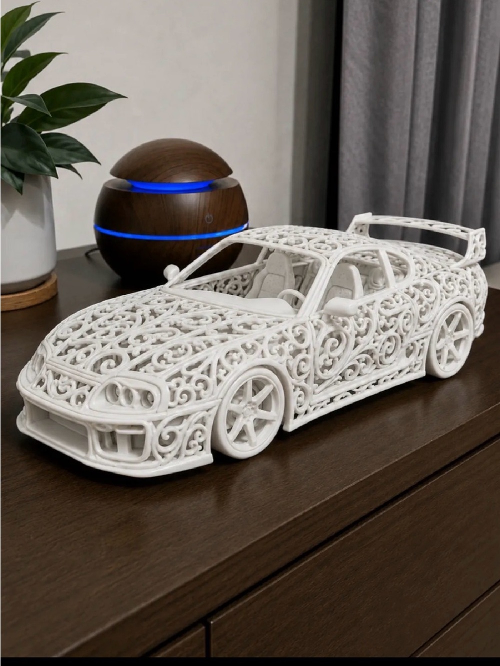 Ornate Filigree Car Sculpture - White